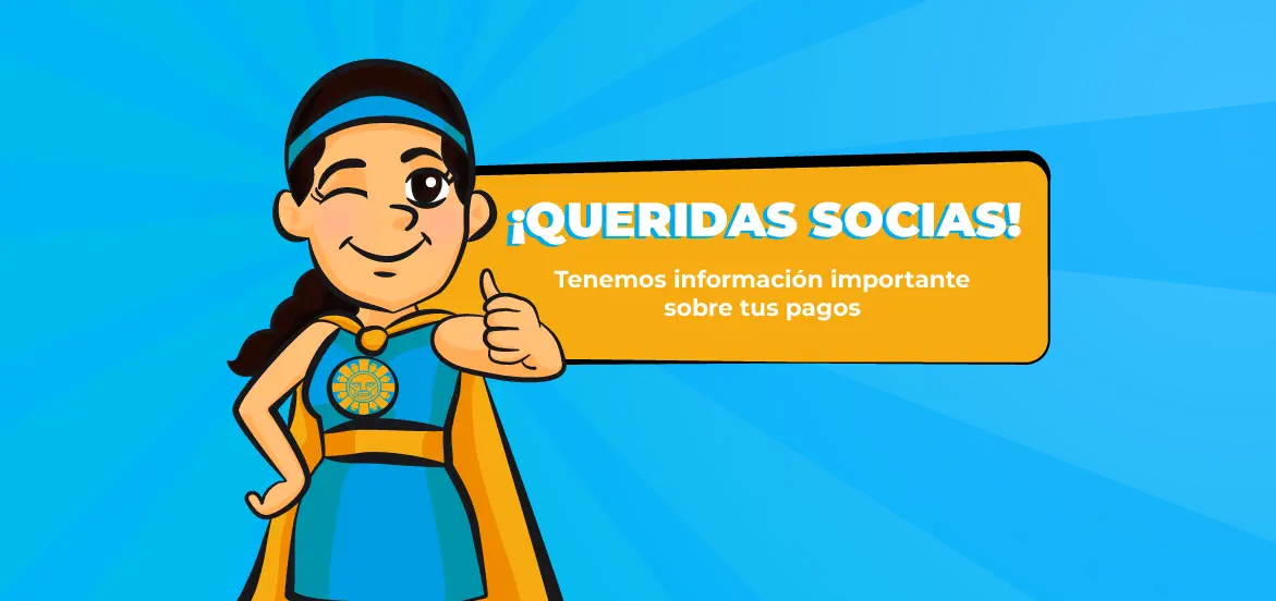 Banner de artículo "¡Queridas socias!" con mascota